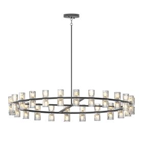 48 Inches Luxury Chandeliers Crystal Living Room Decorative Lights Simple Modern Dining Room LED Lighting,for Home Decor (Bulbs Included) Black