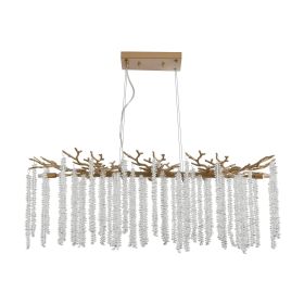 39-inch Modern Golden Pendant Light with Cascading Crystal Strands, Ideal for Living Room, Dining Room and Foyer