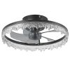 Smart Silent Elegant Black Ceiling Fan with Light – 16-inch Flush Mount LED Chandelier with 5 Invisible Blades, Remote Control & Timer