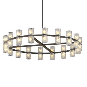36 Inches Luxury Chandeliers Crystal Living Room Decorative Lights Simple Modern Dining Room LED Lighting,for Home Decor (Bulbs Included)