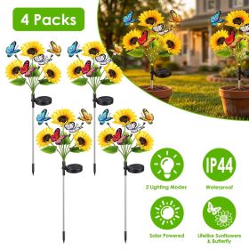 Solar Sunflower Lights Outdoor Waterproof Warm White Solar Landscape Lights with 2 Lighting Modes IP44 Decorative Solar Flower Lights for Yard Patio P