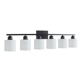 6-Light Black Vanity Lights, 38'' Modern Bathroom Vanity Lighting Fixtures for Mirror, Matte Bathroom Lighting Fixtures