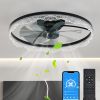 24" Decorative LED Ceiling Fan Light – Modern Flush Mount with Acrylic Ring, Hidden Blades, Remote Control