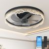 20" Decorative LED Ceiling Fan Light – Modern Flush Mount with Acrylic Ring, Hidden Blades, Remote Control