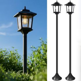 2 Pack 63 Inch Solar Lamp Post Lights, 1800 Lumens Outdoor Solar Landscape Lights with Replaceable Bulbs