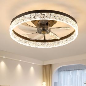 20" Modern Ceiling Fan with Lights and Remote Dimmable Low Profile Ceiling Fans Flush Mount Led Ceiling Fan with Light for Bedroom Living Room Kitchen