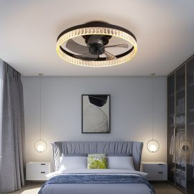 DC Ceiling Fan with Light and Remote Control,Modern Living Room Integrated Fan Light with Timer 50Cm