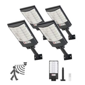 4 Pack 500W Solar Street Lights Outdoor, 50000LM, Commercial Parking Lot Lights Dusk to Dawn, LED Flood Security Lamp with Motion Sensor