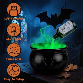 Halloween Decorations Floating Bottle Set with Witches Cauldron and Mist Maker With Green Light Spooky Vintage Party Decorations For Indoor Home