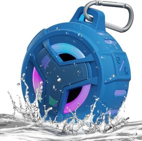 Shower Bluetooth Waterproof Speaker, IPX7 Floating Portable Wireless Small Speakers with Light,Coral Blue