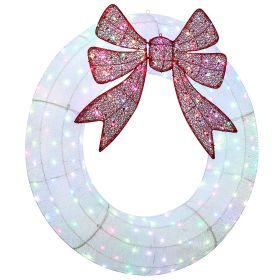 48 Inch Lighted Wreath Decoration with Dual Color LED, Christmas Wreath with Daily Timer, Remote for Indoor Outdoor