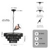 20" Rustic 4-Tier Black Hemp Rope Pendant Light Chandelier with 6 E12 Sockets, Handmade Tiered Boho Ceiling Light Fixture for Dining Room, Kitchen