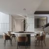 48" Modern LED Chandelier - Geometric 3-Arm Design, Adjustable Hanging, Sleek Metal Finish for Dining Room, Living Room & Office