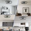 24" Decorative LED Ceiling Fan Light – Modern Flush Mount with Acrylic Ring, Hidden Blades, Remote Control