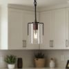 Modern Industrial Pendant Light with Clear Glass Shade, Adjustable Metal Pendant Lighting for Kitchen Island Dining Room Entryway
