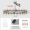 48 Inches Luxury Chandeliers Crystal Living Room Decorative Lights Simple Modern Dining Room LED Lighting,for Home Decor (Bulbs Included) Black