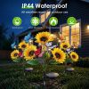 Solar Sunflower Lights Outdoor Waterproof Warm White Solar Landscape Lights with 2 Lighting Modes IP44 Decorative Solar Flower Lights for Yard Patio P