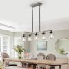 37" Brushed Nickel 5-Light Chandelier - Contemporary Kitchen Island Pendant Light with Clear Glass Shades for Dining Room, Farmhouse