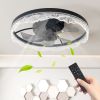 20" Decorative LED Ceiling Fan Light – Modern Flush Mount with Acrylic Ring, Hidden Blades, Remote Control
