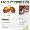 20" Caged Ceiling Fan with Lights, Wood Flush Mount Fan, 7 Blades, 4 E26 Bulb Sockets (No Bulbs), 6 Speeds Reversible DC Motor