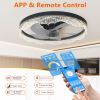 20" Decorative LED Ceiling Fan Light – Modern Flush Mount with Acrylic Ring, Hidden Blades, Remote Control