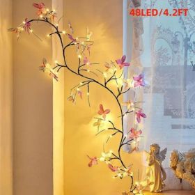 Enchanted Lights With Remote, 18 Branches 144 LEDs Lighted Willow Swag For Wall Decor, Indoor Artificial Plug In Fairy Lights For Bedroom, Living (Option: 4.2FT)