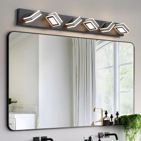 40" Modern 6-Light LED Vanity Light - Sleek Bathroom Wall Fixture, Iron & Acrylic, Dimmable & Energy-Efficient, Ideal for Mirror Lighting (Color: Black, Material: Acrylic,Iron)