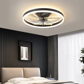 20" Flush Mount Ceiling Fans with Lights and Remote, 3000K-6000K Dimmable LED Fandelier Low Profile Chandelier Ceiling Fan for Bedroom Living Room (Color: Black, Material: Iron)