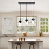 Kitchen Pendant Lighting Over Island 3 Lights Linear Chandelier Matte Black/ Brushed Nickel Finish Dining Room Light Fixtures Ceiling Hanging Lamp wit