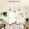 Kitchen Pendant Lighting Over Island 3 Lights Linear Chandelier Matte Black/ Brushed Nickel Finish Dining Room Light Fixtures Ceiling Hanging Lamp wit