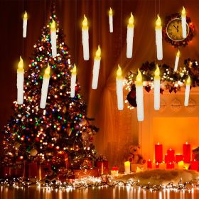 12Pcs Flameless Floating Candles LED Magic Hanging Candle Light Battery Operated Flickering Warm Light Window Candle With Magic Wand Remote for H (Lighting Color: Warm Light)