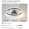 20" Flush Mount Ceiling Fans with Lights and Remote, 3000K-6000K Dimmable LED Fandelier Low Profile Chandelier Ceiling Fan for Bedroom Living Room