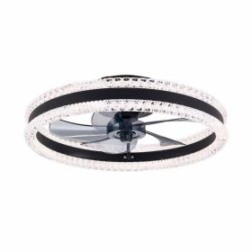 20in Luxury Double Ring LED Ceiling Fan With Light -Modern Flush Mount Design, Hidden Blades, Dimmable Lighting & Remote Control, Low Profile Sil (Option: Default)