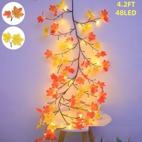 9.52FT  144 LED Autumn Decorative Lights, Home USB-powered Waterproof Autumn Wreath, Suitable For Indoor And Outdoor Decoration During Halloween (Option: 48LED 4.2FT)