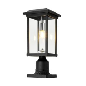 Dusk to Dawn Outdoor Post Lights with Pier Mount Base, Anti-Rust Black Pillar Lights Fixtures, Waterproof Hardwired Aluminum Exterior Pole Lamps (Option: Black)