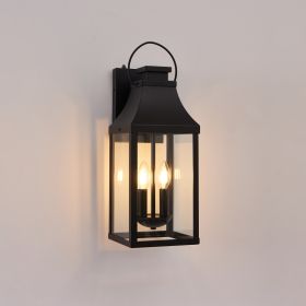 20'' Dusk to Dawn Outdoor Wall Light, Large Black Outdoor Porch Light Waterproof Patio Lanterns, Exterior Wall Mount Lighting Fixtures, 2-Light O (Option: Black)
